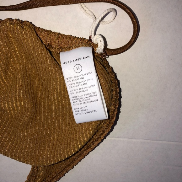Good American Tiny Ties Bikini Top Swimsuit in Bronze - Size 5/6 XXL- NWT set - Picture 9 of 16